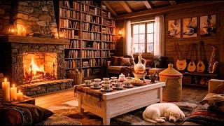 ☕🔥 Cozy Ethiopian Coffee & Fireplace | Smooth Ethio Jazz Instrumentals for Study,Sleep & Relaxation