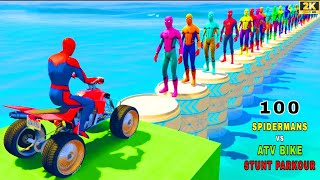 100 Spiderman Vs ATV Quads Bike Stunt Racing 3D Game  screenshot 3
