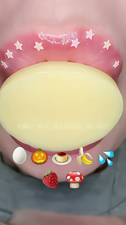 [ASMR] eating emoji 🍮💦 credits:‎‎ @SatisfyingLips || close req || #eatingsounds #asmremoji