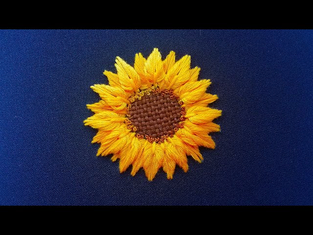 New Design 3D Embroidery of Sunflower Buttonhole stitch Double