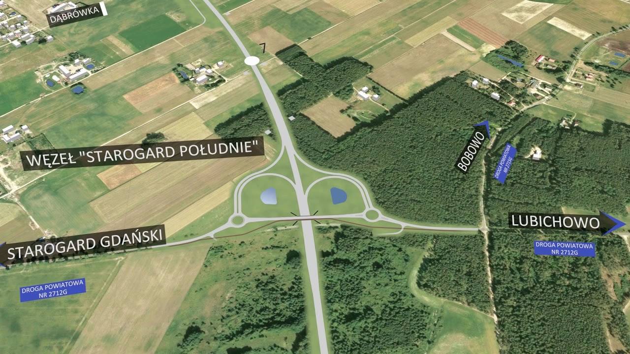 Rekomendowany przebieg obwodnicy Starogardu Gdańskiego