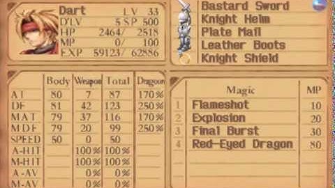 Legend of Dragoon - All Characters Addition Unlocked and Max D-Level