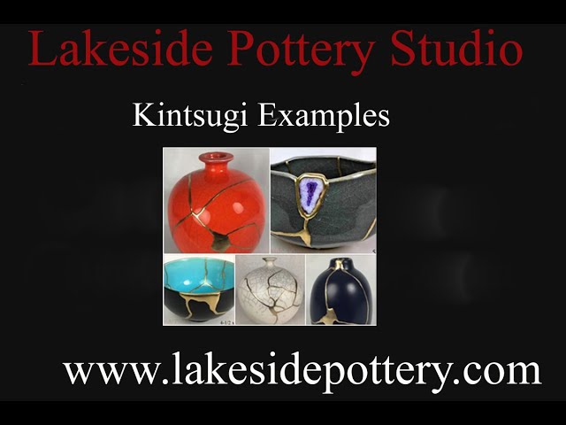 kintsugi gold repair examples Lakeside Pottery Studio 