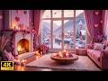 Romantic Winter Valentine’s Living Room💘Relaxing Piano Music with Warm Fireplace &amp; Snowfall for Calm