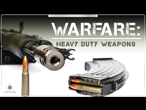 Heavy Duty Weapons - War Combat Machine Guns Rapid fire Grenades Flamethrowers Sound Effects Library