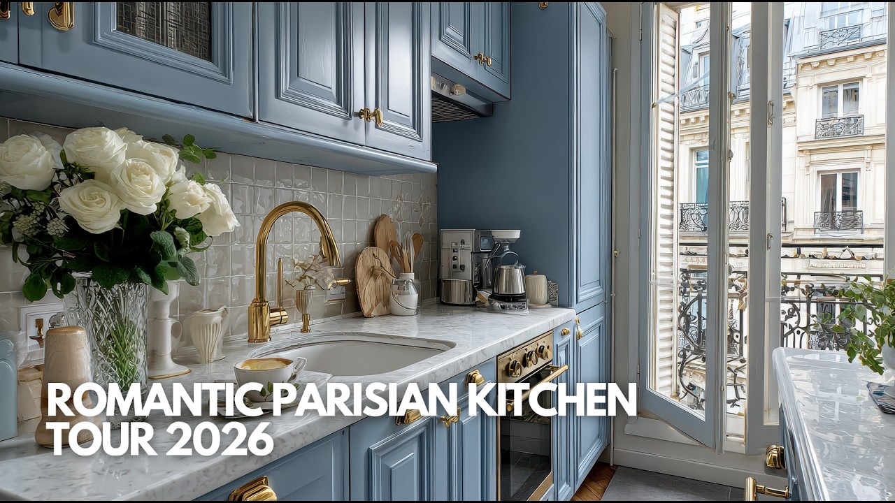 Romantic Parisian Kitchen Tour 2026 | Affordable Blue & White Vintage Small Kitchens