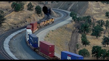 UNION PACIFIC Double header hugs the curves approaching Tehachapi loop 2 of 5