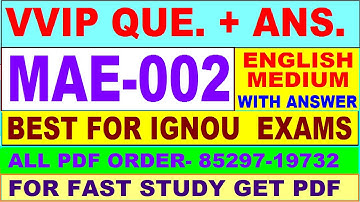 MAE 002 important questions with answer in English | mae 002 Previous Year Question Paper