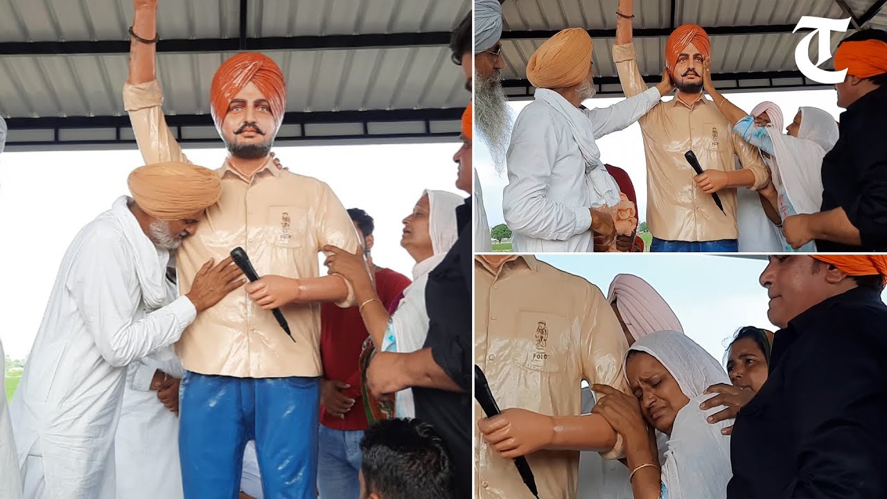 Sidhu Moosewala’s father Balkaur Singh breaks down as he unveils life-size statue of his son