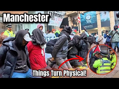 Manchester ERUPTS 🇵🇸 Heated Palestine Protest & Iranian Rally almost Collide