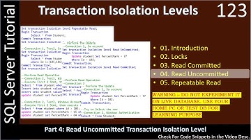 Transaction Isolation Levels | Part 4 - Read UnCommitted | SSMS TSQL Tutorial #123