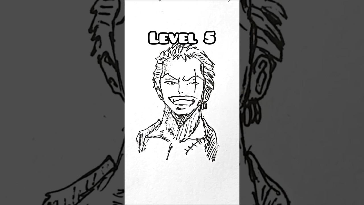 How to draw Zoro in different level #shorts #anime #drawing #zoro #fyp