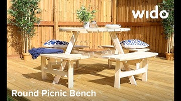 Wido Round Wooden Picnic Bench Product Video (PNTABLER)