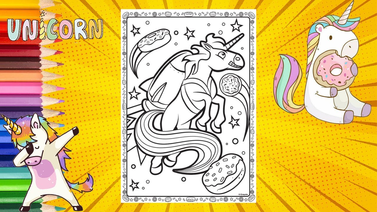 Coloring Space Unicorn Using Crayola Coloring Book Page - YouTube