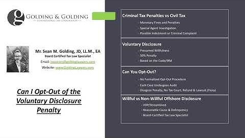 Opt-Out of Voluntary Disclosure/VDP Penalty - How does Opting Out of New OVDP Work