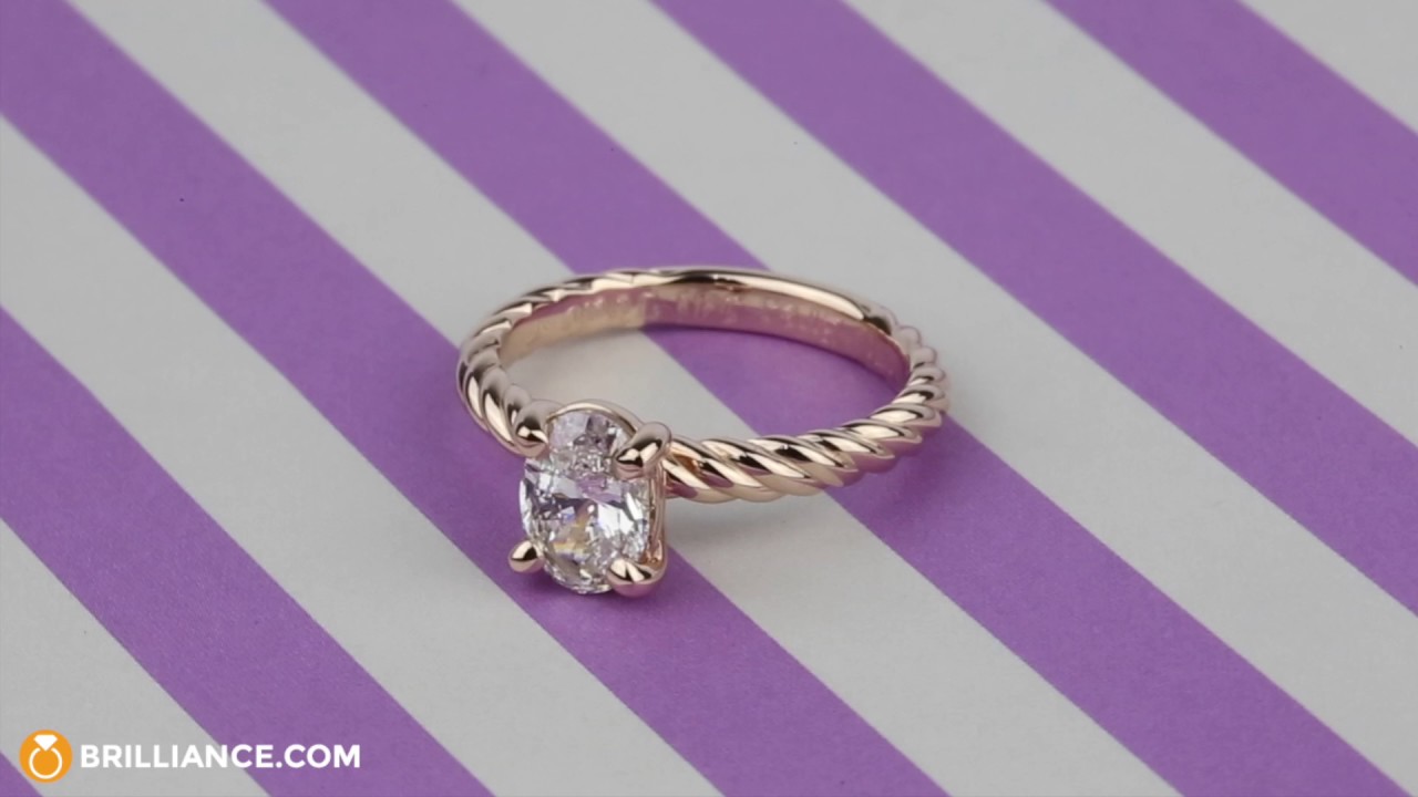 Twisted Rope Oval Solitaire Diamond Engagement Ring