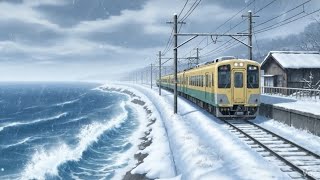 Un petit nid douillet dans un train d'hiver ❄️🌧️ | Cabane cosy style anime, neige et pluie | Voya... screenshot 2