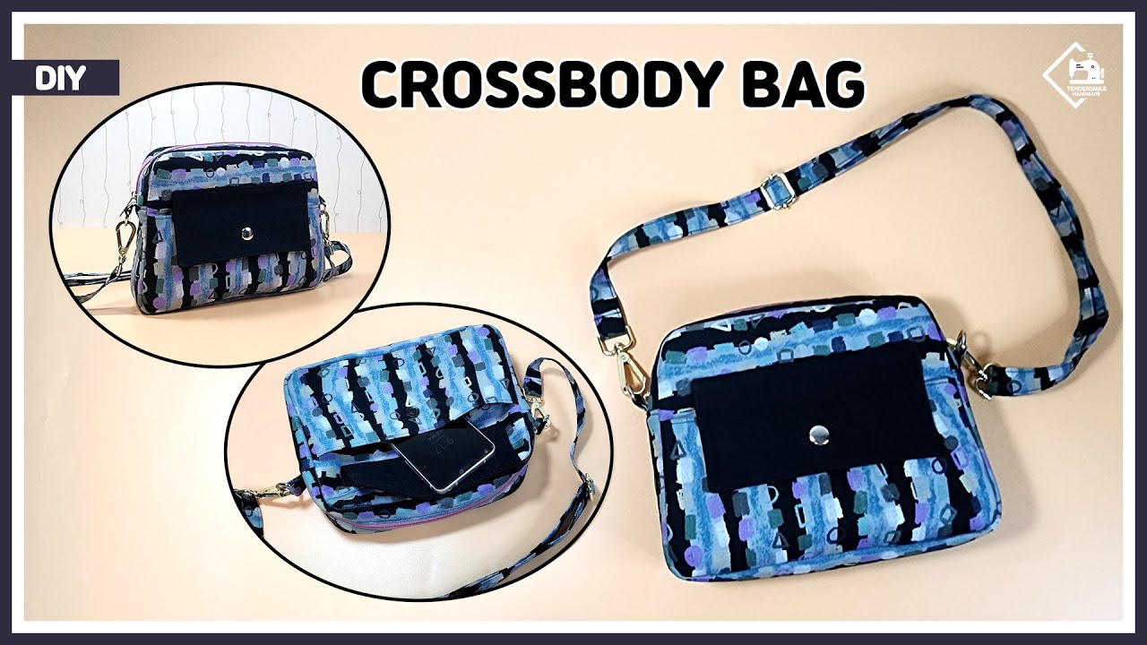 DIY How to make a crossbody bag with front pocket / free pattern