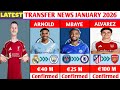 LATEST CONFIRMED TRANSFERS AND RUMOURS JANUARY 2026 ARNOLD TO MAN CITY WHARTON TO LIVERPOOL