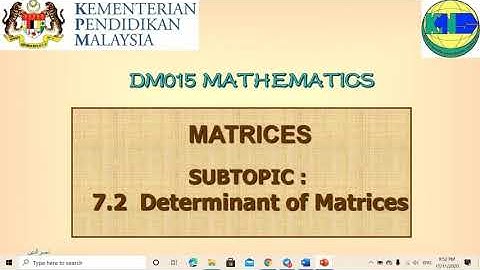 DM015 Topic 7 Matrices 7.2
