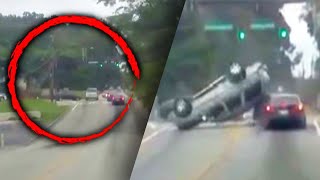 SUV Flips Over on Impact After Car Runs Through Red Light