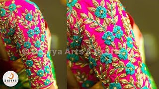 grand aari work blouse design | aari work for beginners | normal needle aari work | #318