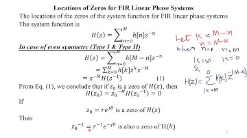 Lec 20 DSP Video Locations of Zeros for FIR Linear Phase Systems
