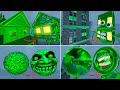 Everything turned into emerald monsters  house head megaphone scary moon living building