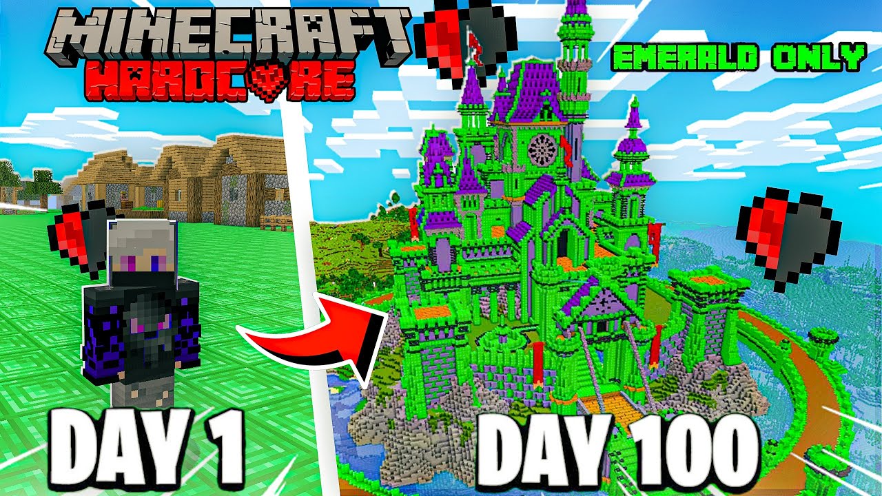 I Survive 100 Days In *Emerald block* Only World In Minecraft 🔥🤩 Hardcore...