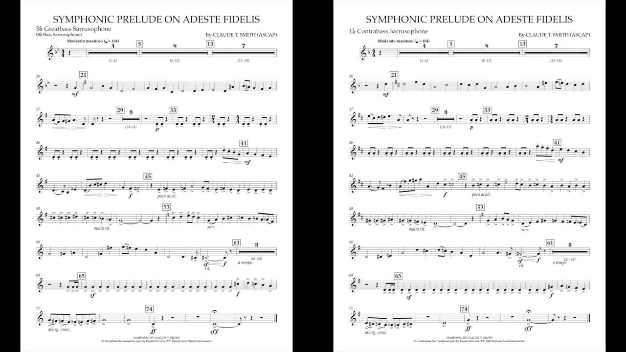 Symphonic Prelude On Adeste Fidelis (Sarrusophone part) arr. by Claude Smith