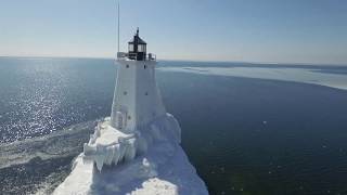 Ludington Lighthouse Ice by Drone