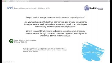 Return Materials Authorizations for Sage 300 - Demo Webinar