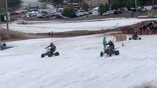 Holiday mountain snow drag race
