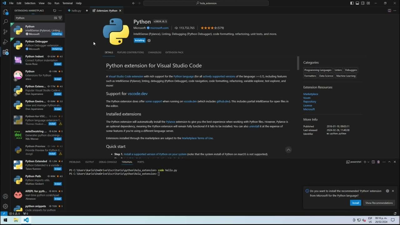 Extensión Python en Visual Studio Code - YouTube