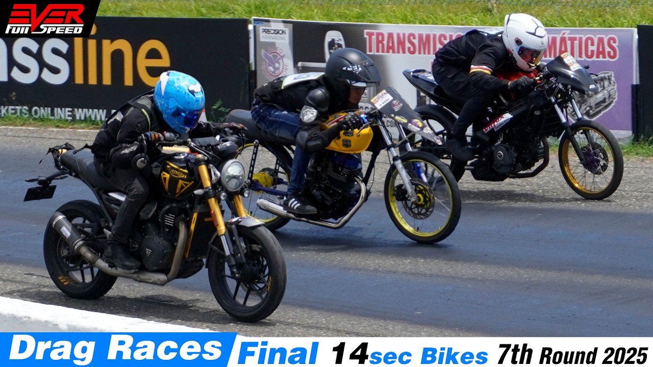 Triumph Speed ​​400 🆚 Pulsar NS200 🆚 AKT NKD 🔥 14 секунд, 7-й раунд, дрэг-рейсинг на дистанции 1/...