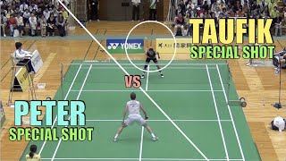 When 2 Legends met in the Event Match, ( Taufik Hidayat vs Peter Gade )