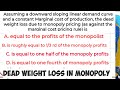 Monopoly Profit, Dead weight loss and marginal cost pricing