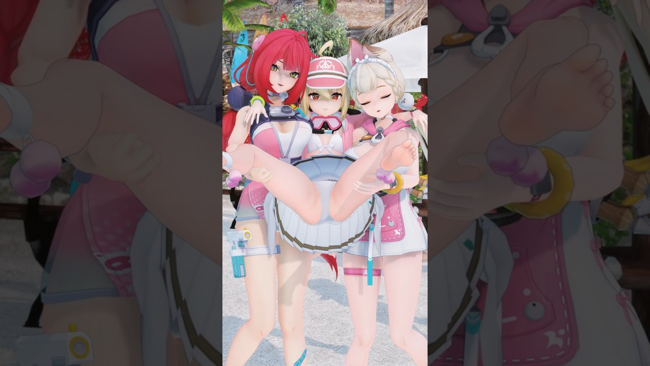 [Zenless Zone Zero] 해변의 아름다움 | Lucy, Yuzuha, Alice Summer Skin, Ju Fufu [MMD]