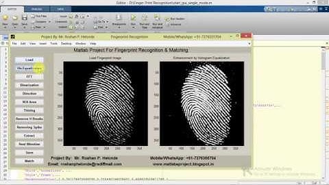 Matlab code for Fingerprint Recognition and Matching Using Image Processing