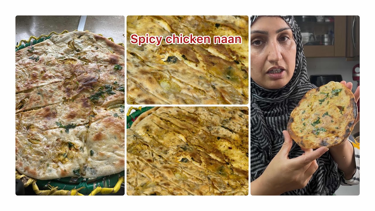 Spicy Chicken Stuffed Naan Recipe || With Simple And Spicy Chutney || Homemade spicy Crunchy Naan||