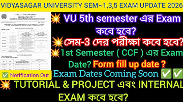 Vidyasagar University 5th 3rd 1st Semester Exam Date 2025-26 || 5th 3rd 1st Semester Exam Date 2026