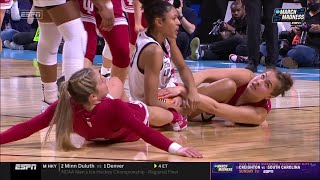 Ex-Soccer Player Uses Her FEET To Try To Force Jump Ball Tie Up Call! #2 UConn Huskies vs #3 Indiana screenshot 4