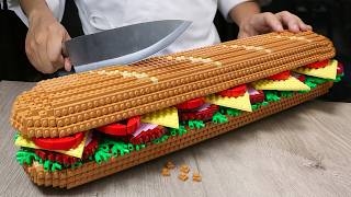 Epic The World's Largest LEGO Hoagie Sandwich from Regular Show Recipe IRL Stop Motion Challenge ASM
