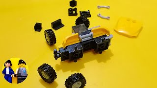 Yellow Construction Builder Tractor | Just For Fun | Playing With Brick Toys