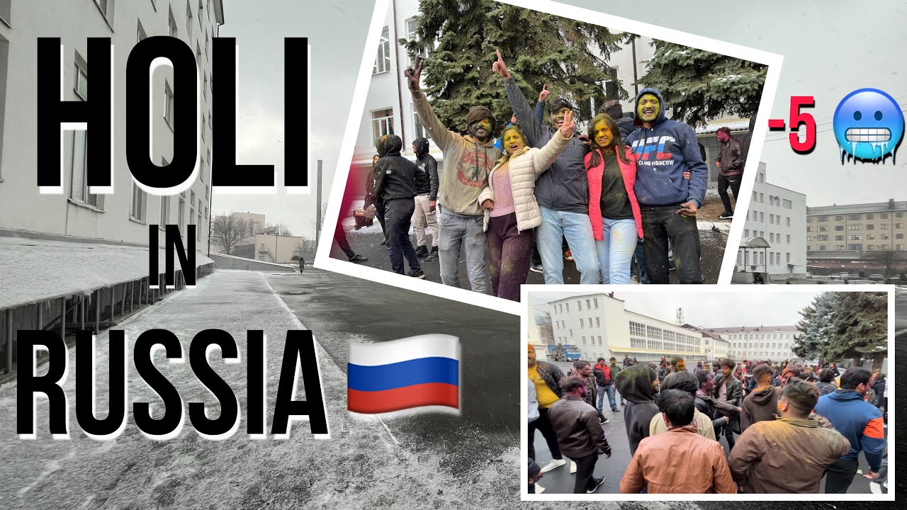 Holi in -6 degree 🥶| Holi in Russia 🇷🇺 | kabardino balkarian state university