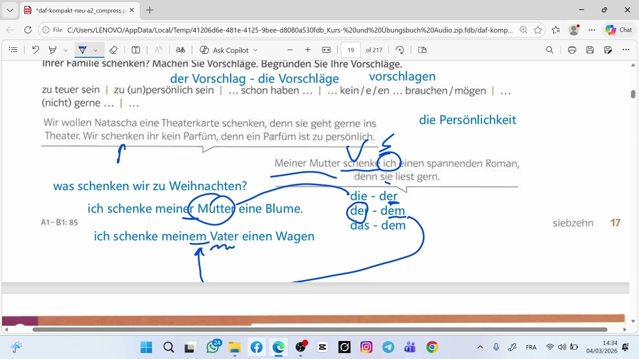 Online session number 4/ Deutsch lernen/daf Kompakt A2