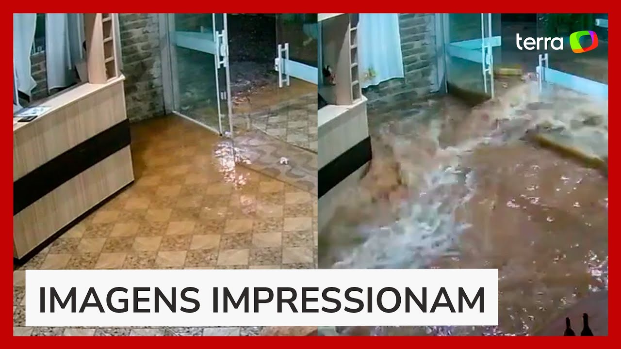 RS: câmera de segurança registra água inundando casa em poucos minutos