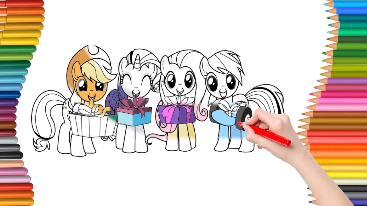 My little pony the mane 6 with elements of harmony coloring book MLP  coloring pages for kids 