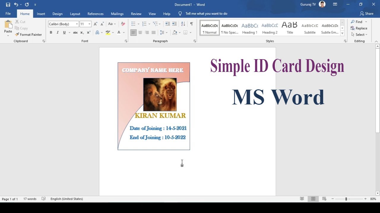 How to Make Simple ID Card Design in MS Word
