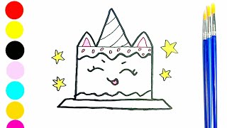 How To Draw A Cute Birthday Cake 🎂 Unicorn Cake Drawing Step By Step | Draw Cute Things #howtodraw